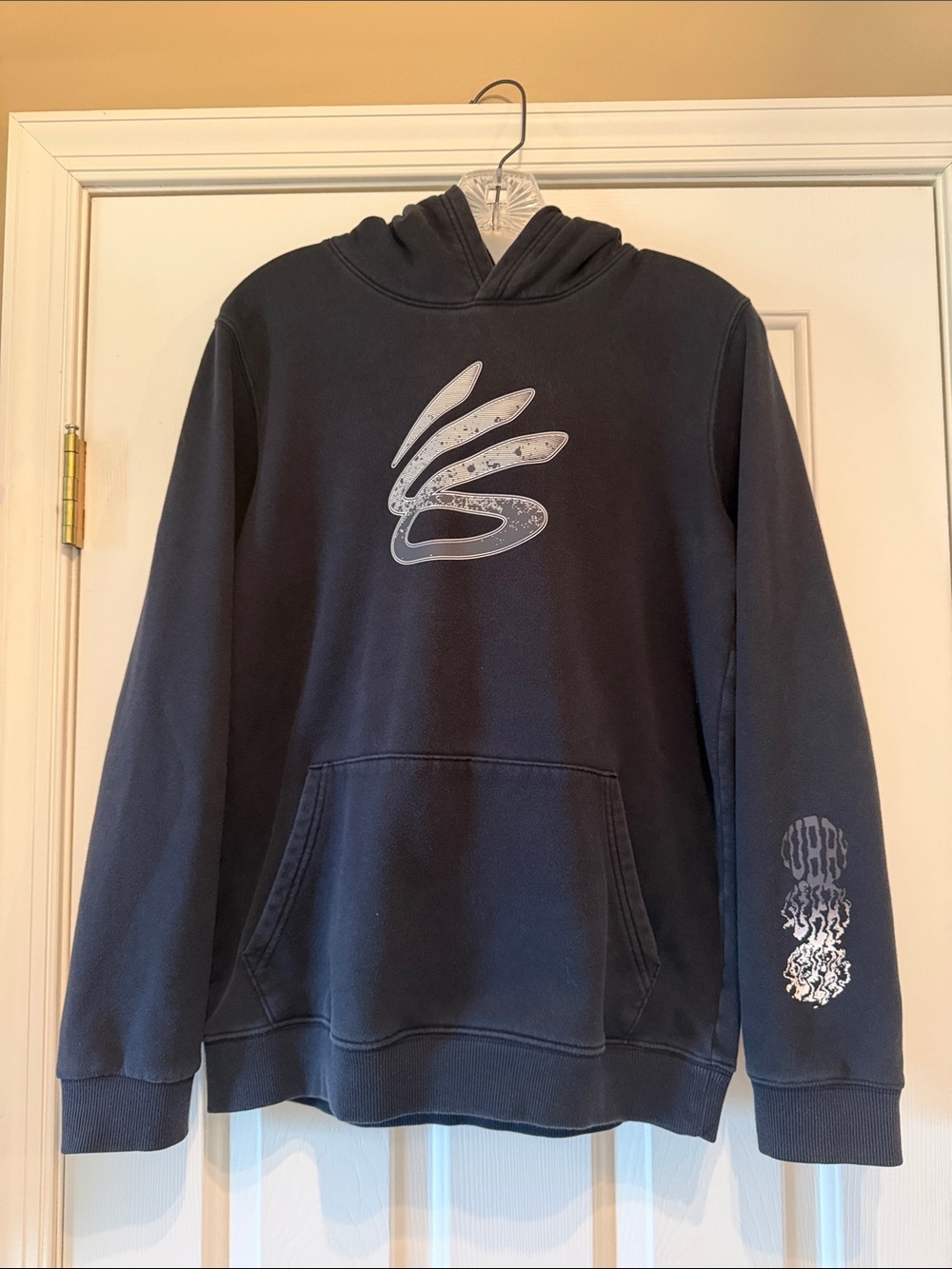 Under Armour black Curry Hoodie with Silver Logo and Sleeve Print